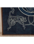 Indigo Panel with Crest Motif in Wooden Frame