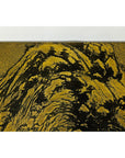 Expansive Chinese Metal Wall Art with Gold and Black Mountainous Scene