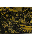 Expansive Chinese Metal Wall Art with Gold and Black Mountainous Scene