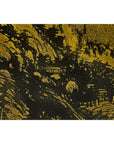 Expansive Chinese Metal Wall Art with Gold and Black Mountainous Scene