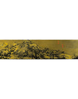 Expansive Chinese Metal Wall Art with Gold and Black Mountainous Scene
