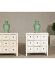 Vintage Distressed White Lacquer Apothecary Chests – Near Pair with Nine Drawers
