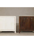 Vintage Distressed White Lacquer Apothecary Chests – Near Pair with Nine Drawers