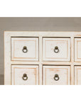 Vintage Distressed White Lacquer Apothecary Chests – Near Pair with Nine Drawers