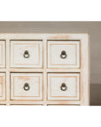 Vintage Distressed White Lacquer Apothecary Chests – Near Pair with Nine Drawers