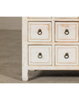 Vintage Distressed White Lacquer Apothecary Chests – Near Pair with Nine Drawers