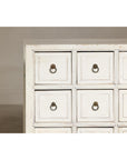 Vintage Distressed White Lacquer Apothecary Chests – Near Pair with Nine Drawers