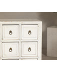 Vintage Distressed White Lacquer Apothecary Chests – Near Pair with Nine Drawers