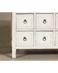 Vintage Distressed White Lacquer Apothecary Chests – Near Pair with Nine Drawers