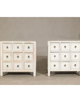 Vintage Distressed White Lacquer Apothecary Chests – Near Pair with Nine Drawers