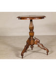 Colonial Tripod Table with Turned Pedestal and Scrolled Legs