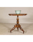 Colonial Tripod Table with Turned Pedestal and Scrolled Legs