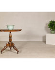 Colonial Tripod Table with Turned Pedestal and Scrolled Legs