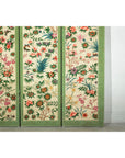 Hand-Painted Floral Screen with Butterflies, Vintage Four-Panel Divider