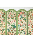 Hand-Painted Floral Screen with Butterflies, Vintage Four-Panel Divider
