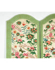 Hand-Painted Floral Screen with Butterflies, Vintage Four-Panel Divider