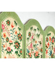 Hand-Painted Floral Screen with Butterflies, Vintage Four-Panel Divider