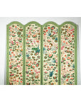 Hand-Painted Floral Screen with Butterflies, Vintage Four-Panel Divider