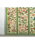Hand-Painted Floral Screen with Butterflies, Vintage Four-Panel Divider