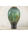 Greenish-Brown Studio Vase with Rounded Belly and Tapered Base, Signed