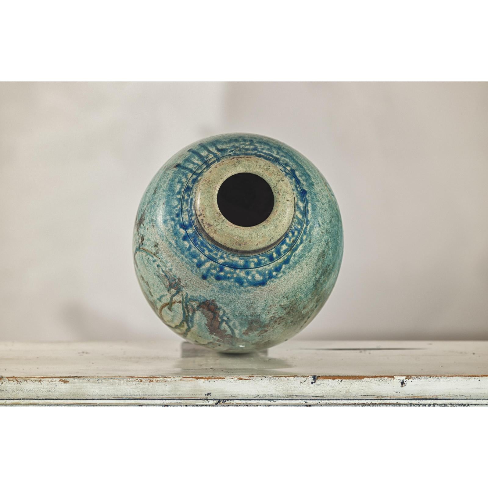 Greenish-Brown Studio Vase with Rounded Belly and Tapered Base, Signed