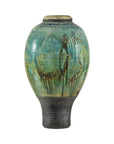 Greenish-Brown Studio Vase with Rounded Belly and Tapered Base, Signed