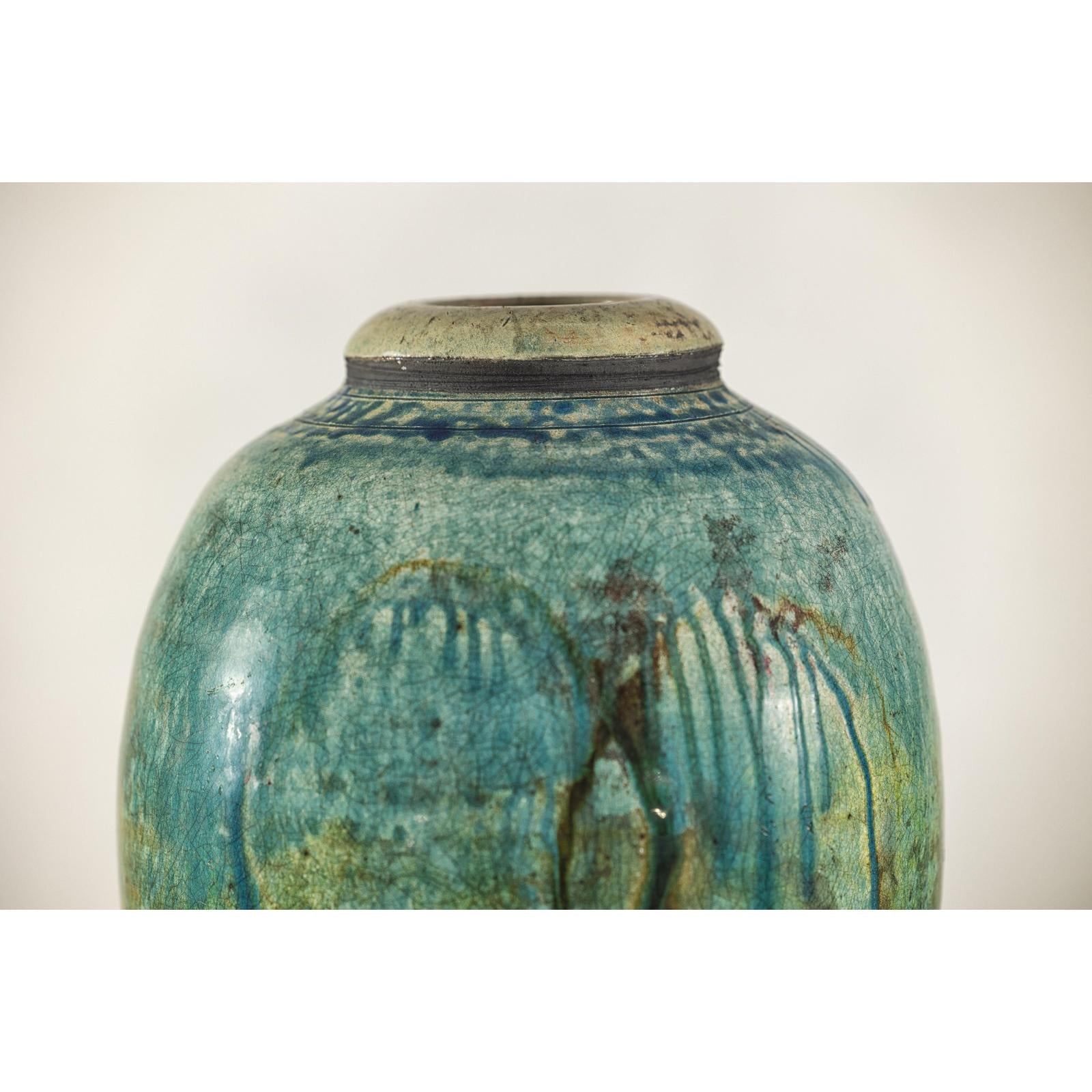 Greenish-Brown Studio Vase with Rounded Belly and Tapered Base, Signed