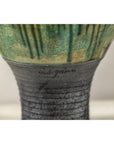 Greenish-Brown Studio Vase with Rounded Belly and Tapered Base, Signed