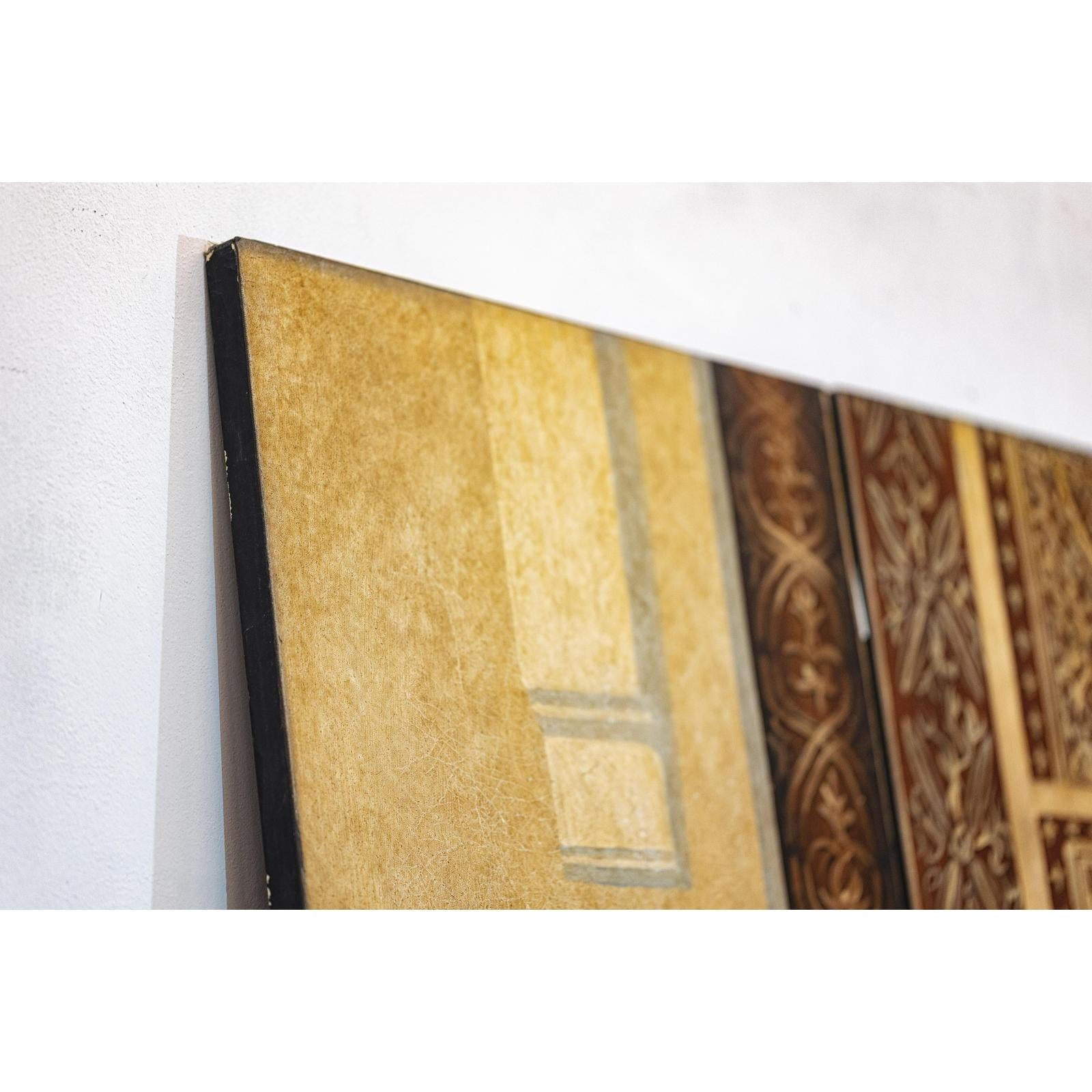 Four-Panel Orientalist Screen Depicting Lavish Interior