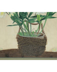 Framed Midcentury Botanical Print with Gold Leaf and Green Matte
