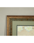 Framed Midcentury Botanical Print with Gold Leaf and Green Matte