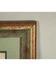 Framed Midcentury Botanical Print with Gold Leaf and Green Matte