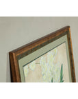 Framed Midcentury Botanical Print with Gold Leaf and Green Matte