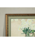 Framed Midcentury Botanical Print with Gold Leaf and Green Matte