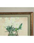 Framed Midcentury Botanical Print with Gold Leaf and Green Matte