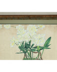 Framed Midcentury Botanical Print with Gold Leaf and Green Matte