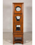 Two-Piece Hardwood Display Cabinet with Glass Paneled Cutouts