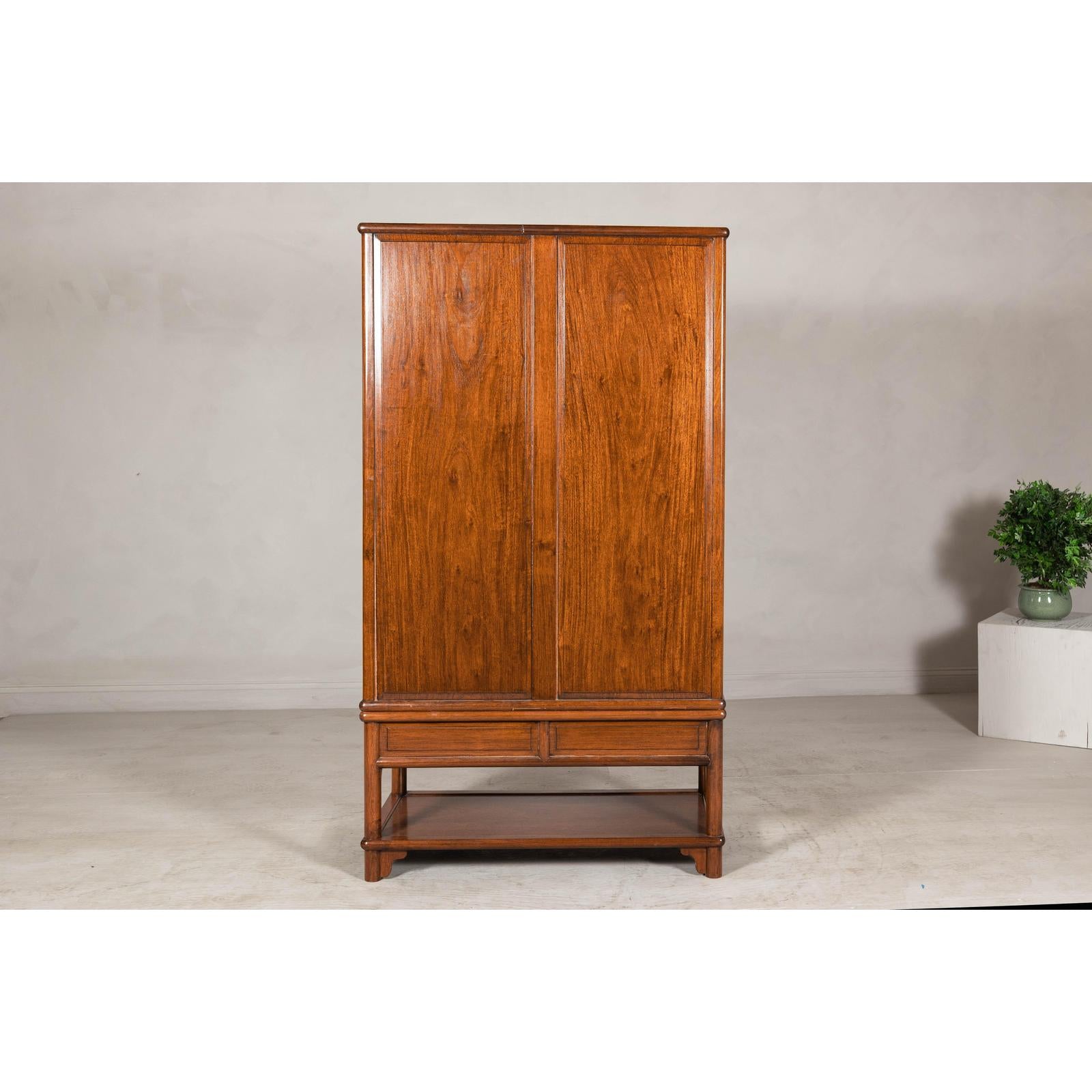 Two-Piece Hardwood Display Cabinet with Glass Paneled Cutouts