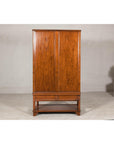 Two-Piece Hardwood Display Cabinet with Glass Paneled Cutouts