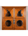 Two-Piece Hardwood Display Cabinet with Glass Paneled Cutouts