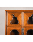 Two-Piece Hardwood Display Cabinet with Glass Paneled Cutouts