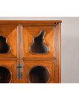 Two-Piece Hardwood Display Cabinet with Glass Paneled Cutouts