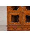 Two-Piece Hardwood Display Cabinet with Glass Paneled Cutouts