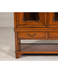 Two-Piece Hardwood Display Cabinet with Glass Paneled Cutouts