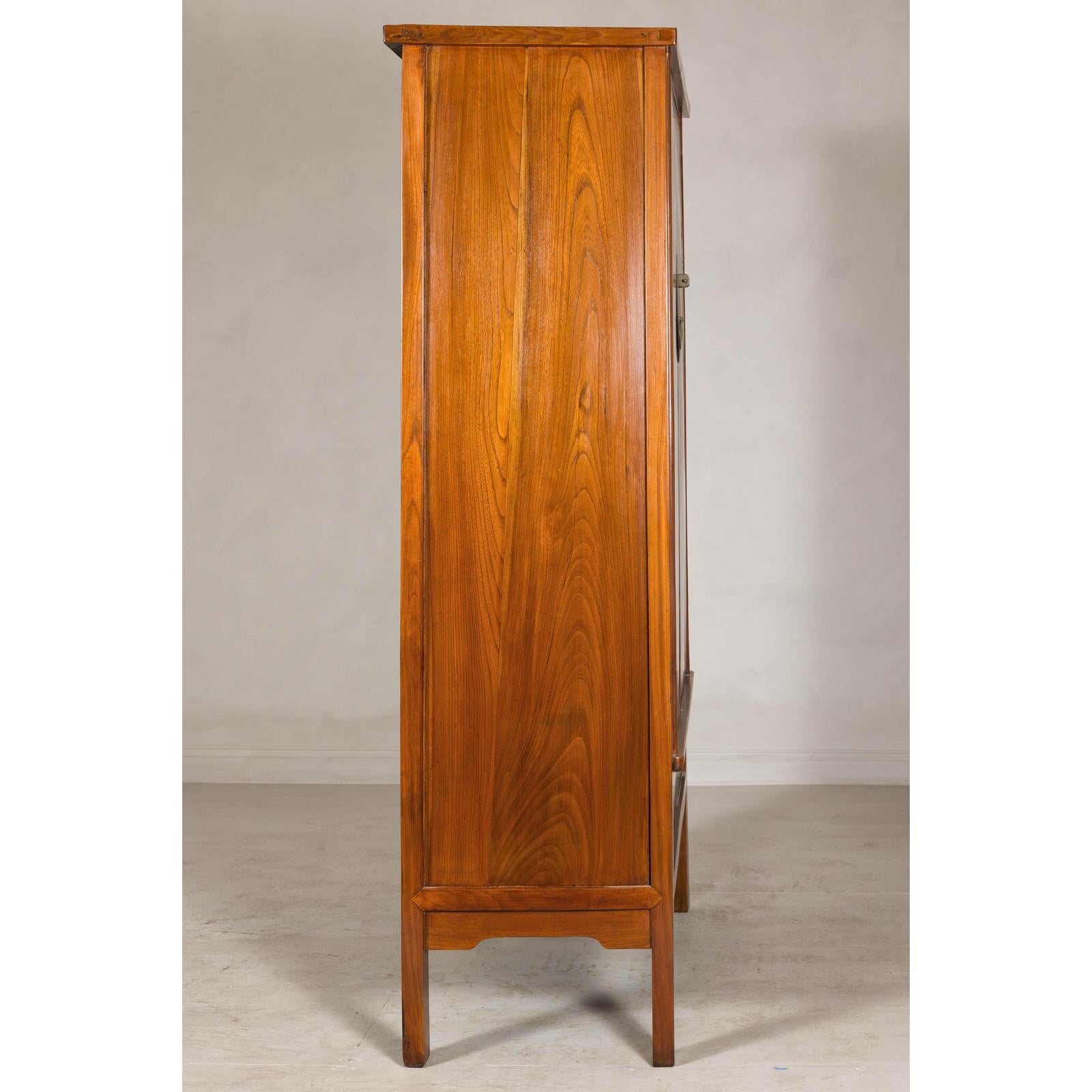 Late Qing Dynasty Elm Armoire with Storage Drawers and Hidden Lower Compartment