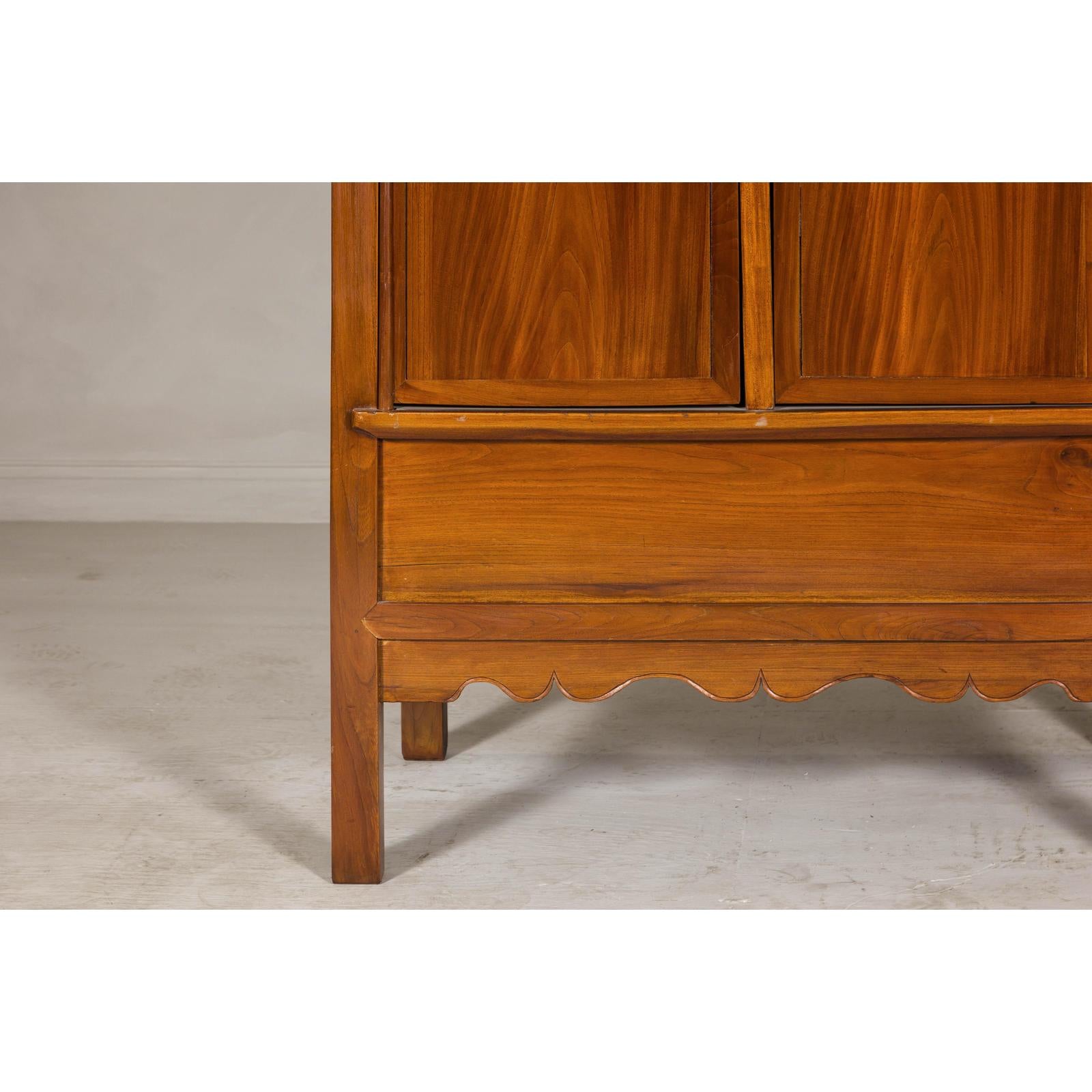 Late Qing Dynasty Elm Armoire with Storage Drawers and Hidden Lower Compartment