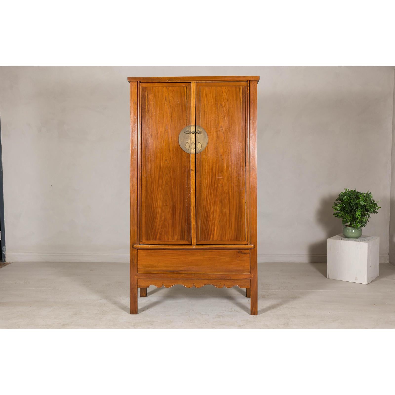 Late Qing Dynasty Elm Armoire with Storage Drawers and Hidden Lower Compartment