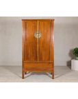 Late Qing Dynasty Elm Armoire with Storage Drawers and Hidden Lower Compartment