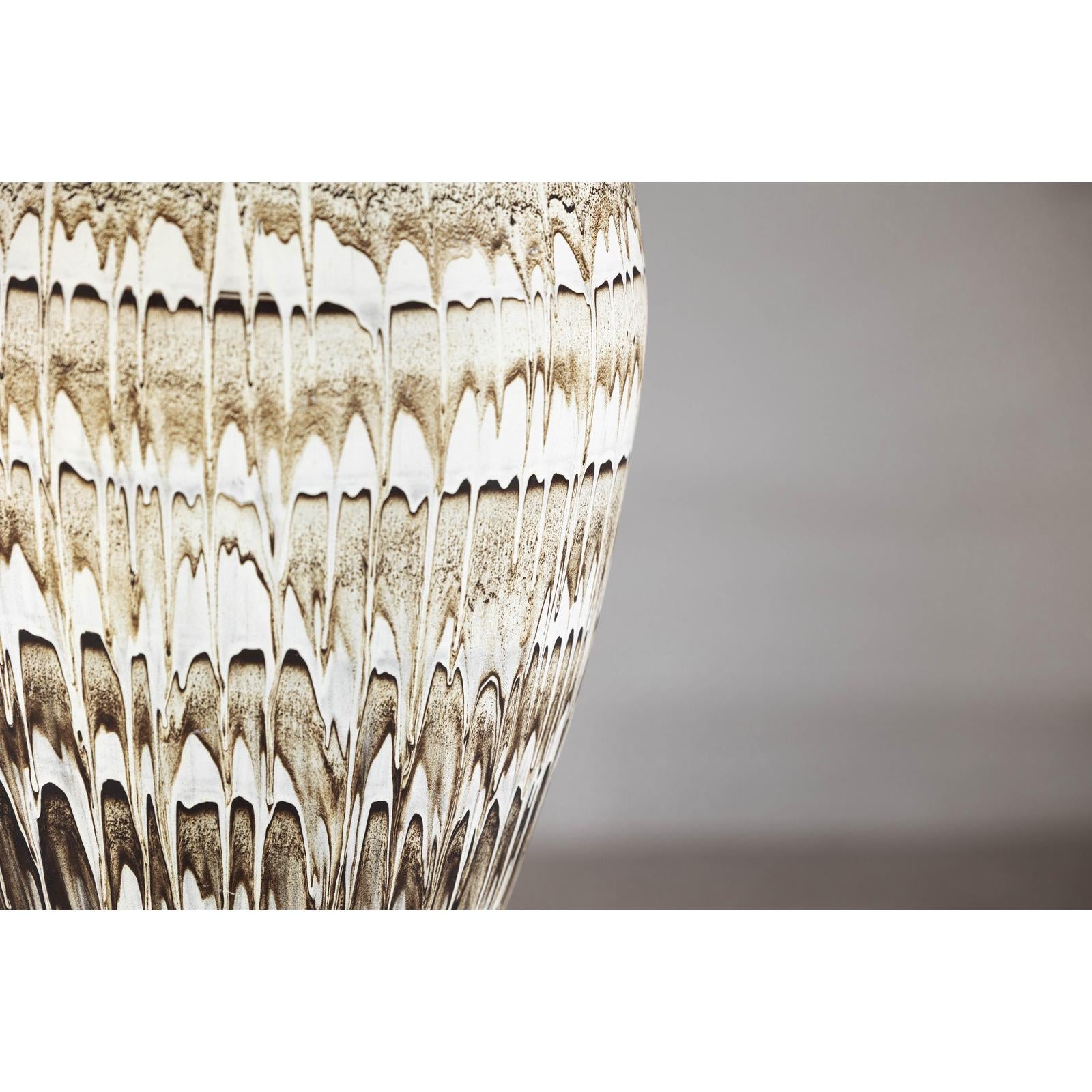 Large Swankhalok-Style Ceramic Planter with Dripped Glaze Pattern