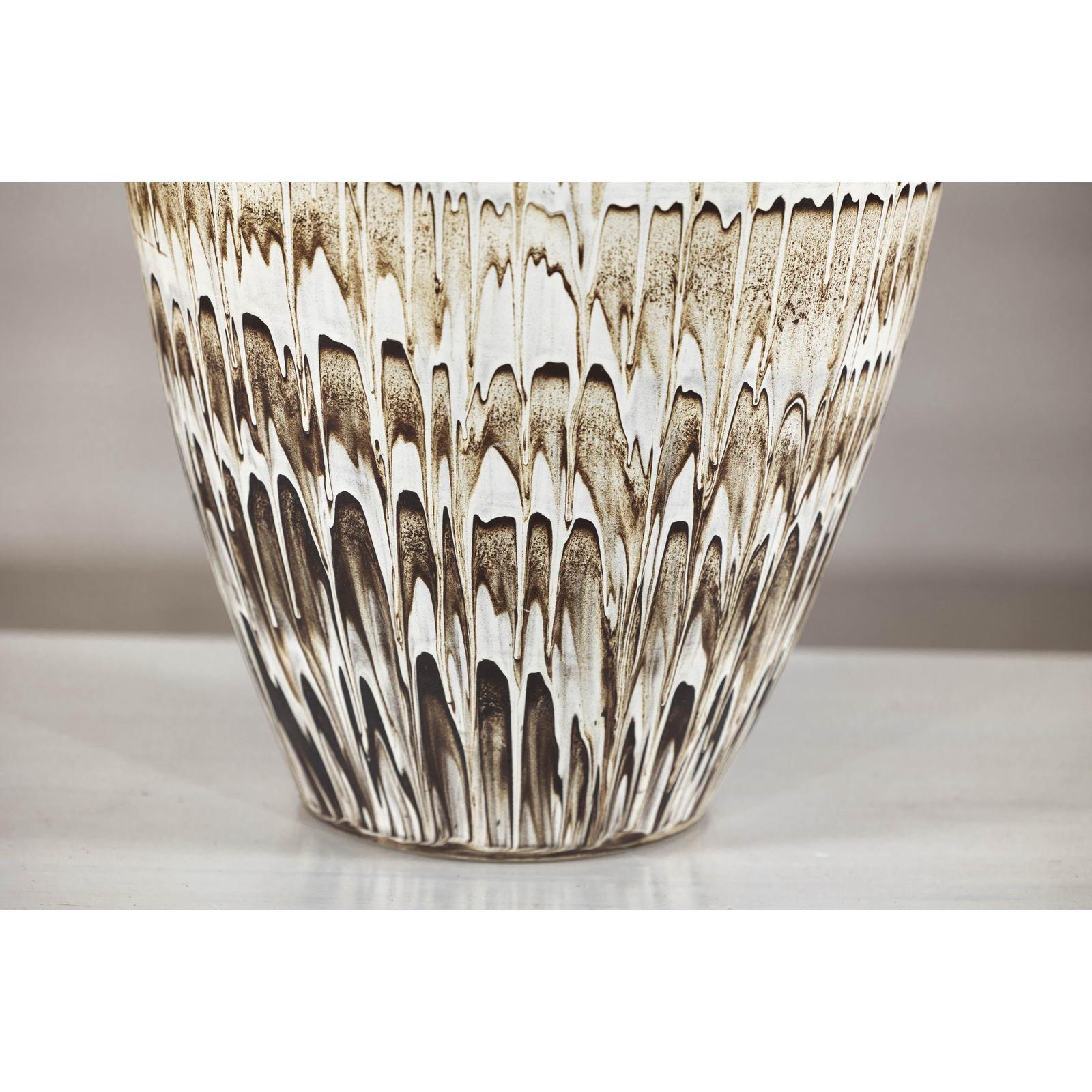 Large Swankhalok-Style Ceramic Planter with Dripped Glaze Pattern